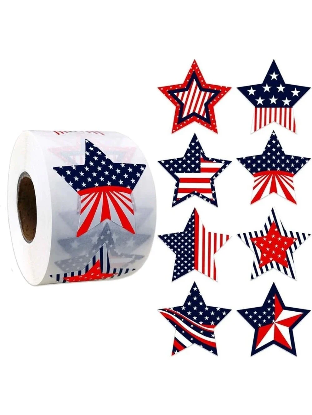 Patriotic Star Stickers (50)- Red White Blue Stars